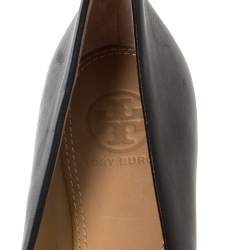 Pre Owned حذاء باليرينا فلات توري بورش شيس فيونكة ترتواز جلد أسود مقاس 36