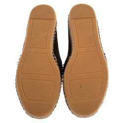 Pre Owned حذاء فلات إسبادريل توري برش سليب أون مزخرف ياسمين جلد سويدي أسود مقاس 38.5