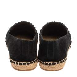 Pre Owned حذاء فلات إسبادريل توري برش سليب أون مزخرف ياسمين جلد سويدي أسود مقاس 38.5