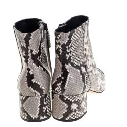 مملوكة مسبقًا Tory Burch Black/White Python Embossed Leather Shelby Ankle Boots Size 38.5