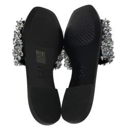 Pre Owned Tory Burch Blue Satin Logan Slide Sandals Size 40