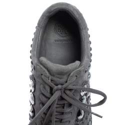 Pre Owned Tory Burch Grey Suede Scarlett Crystal Embellished Sneakers Size 37.5