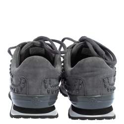 Pre Owned Tory Burch Grey Suede Scarlett Crystal Embellished Sneakers Size 37.5