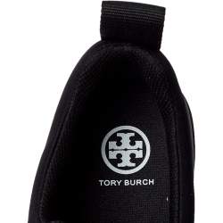 Pre Owned Tory Burch Black Fabric Storm Cloud Crystal Embellished Slip On Sneakers Size 38