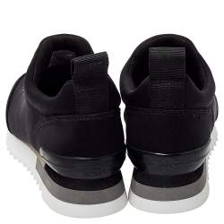 Pre Owned Tory Burch Black Fabric Storm Cloud Crystal Embellished Slip On Sneakers Size 38