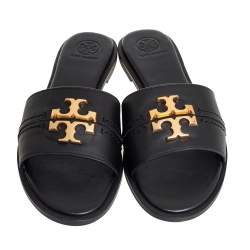 مملوكة مسبقًا صندل تورى برش إيفرلى سلايد ج�لد أسود مقاس 38.5