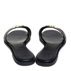 مملوكة مسبقًا صندل تورى برش إيفرلى سلايد جلد أسود مقاس 38.5