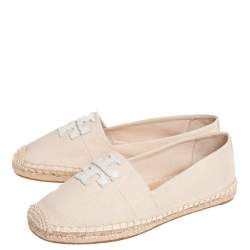 مملوكة مسبقًا Tory Burch Cream Canvas Weston Flat Espadrilles Size 39