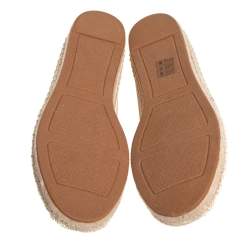 مملوكة مسبقًا Tory Burch Cream Canvas Weston Flat Espadrilles Size 39