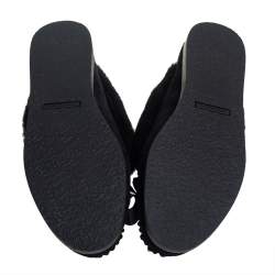 Pre Owned Tory Burch Black Suede and Shearling Aberdeen Sneaker Size 37.5