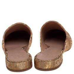 Tory Burch Gold Lurex Fabric Mule Sandals Size 38.5