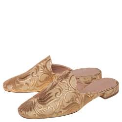 Tory Burch Gold Lurex Fabric Mule Sandals Size 38.5