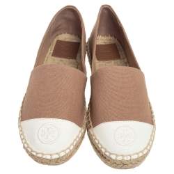 مملوكة مسبقًا حذاء فلات إسبادريل توري برش كانفاس بيج-أبيض مقاس 38