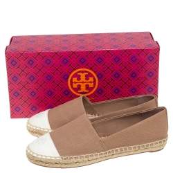 مملوكة مسبقًا حذاء فلات إسبادريل توري برش كانفاس بيج-أبيض مقاس 38