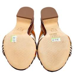 Pre Owned Tory Burch Multicolor Webbing Fabric Stripe Graham Slide Sandals Size 37