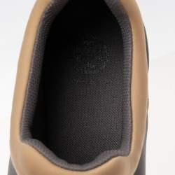 Pre Owned Tory Burch Grey/Brown Fabric Storm Cloud Crystal Embellished Slip On Sneakers Size 40 