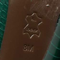 Pre Owned Tory Burch Green Brogue Python Embossed Leather Everly Pumps Size 38.5