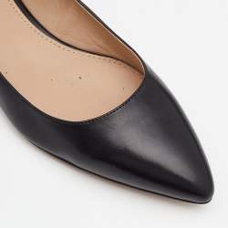 Pre Owned حذاء باليرينا فلات توري برش إليزابيث جلد أسود مقدمة مدببة مقاس 36.5