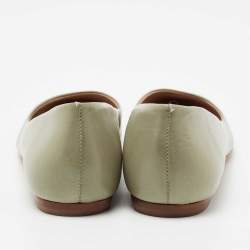 Pre Owned حذاء باليرينا فلات توري برش كينت جلد أخضر فاتح مقدمة مدببة مقاس 38.5 