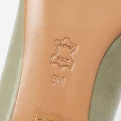 Pre Owned حذاء باليرينا فلات توري برش كينت جلد أخضر فاتح مقدمة مدببة مقاس 38.5 