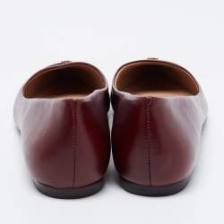 مملوكة مسبقًا حذاء باليرينا فلات توري برش ريفا جلد عنابي مقدمة عنابي مقاس 38