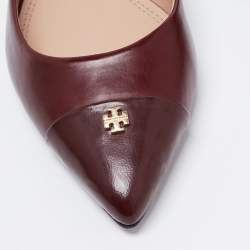 مملوكة مسبقًا حذاء باليرينا فلات توري برش ريفا جلد عنابي مقدمة عنابي مقاس 38