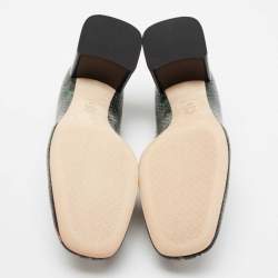 Pre Owned Tory Burch Multicolor Python Embossed Leather Studded Block Heel Loafer Pumps Size 39.5