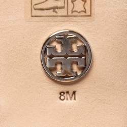 مملوكة مسبقًا Tory Burch Navy Blue/White Polka Dot Canvas and Leather Spencer Slingback Pumps Size 38.5