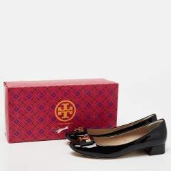 مملوكة مسبقًا Tory Burch Black Patent Leather Gigi Rounded Toe Pump Size 36