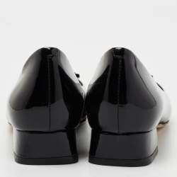 مملوكة مسبقًا Tory Burch Black Patent Leather Gigi Rounded Toe Pump Size 36