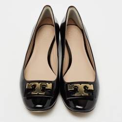 مملوكة مسبقًا Tory Burch Black Patent Leather Gigi Rounded Toe Pump Size 36