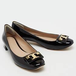 مملوكة مسبقًا Tory Burch Black Patent Leather Gigi Rounded Toe Pump Size 36