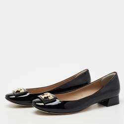 مملوكة مسبقًا Tory Burch Black Patent Leather Gigi Rounded Toe Pump Size 36