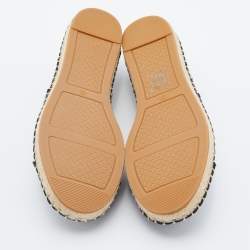 Pre Owned Tory Burch Black Patent and Leather Flat Espadrilles Size 37.5