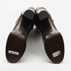 Pre Owned Tory Burch Dark Brown Leather Knee Length Boots Size 39.5