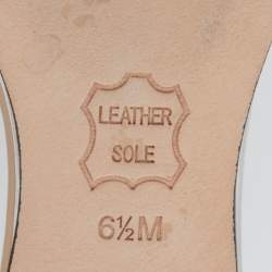 Pre Owned Tory Burch Metallic Silver Leather Raleigh Flats Size 36.5