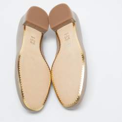 Pre Owned Tory Burch Grey Leather Benton Ballet Flats Size 39