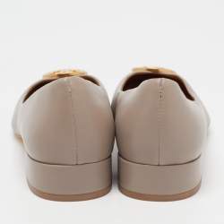 Pre Owned Tory Burch Grey Leather Benton Ballet Flats Size 39