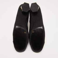 Pre Owned Tory Burch Black Canvas Cap Toe Ankle Boots Size 39