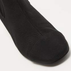 Pre Owned Tory Burch Black Canvas Cap Toe Ankle Boots Size 39