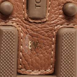 Pre Owned Tory Burch Brown Leather Lowell  Loafers Size 38.5