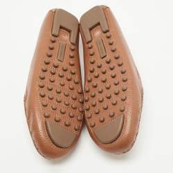 Pre Owned Tory Burch Brown Leather Lowell  Loafers Size 38.5