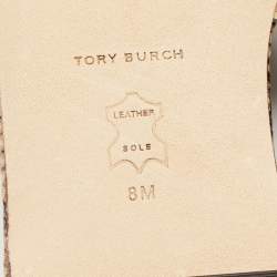Pre Owned Tory Burch Two Tone Python Leather Eleanor Flat Slides Size 38
