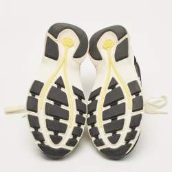 Pre Owned Tory Burch Black/Cream Suede and Fabric Good Luck Low Top Sneakers Size 39