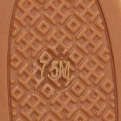 Pre Owned Tory Burch Gold Foil Leather Minnie Travel Scrunch Ballet Flats Size 37.5