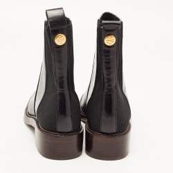 Pre Owned Tory Burch Black Leather Ankle Boots Size 37.5