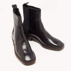 Pre Owned Tory Burch Black Leather Ankle Boots Size 37.5