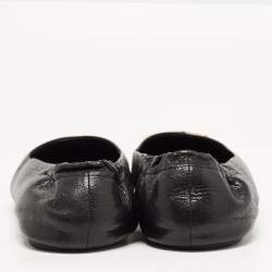 Pre Owned Tory Burch Black Leather Minnie Ballet Flats Size 40