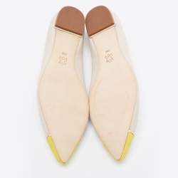 Pre Owned Tory Burch Beige/Yellow Suede Ballet Flats Size 38.5
