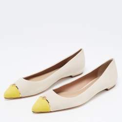 Pre Owned Tory Burch Beige/Yellow Suede Ballet Flats Size 38.5